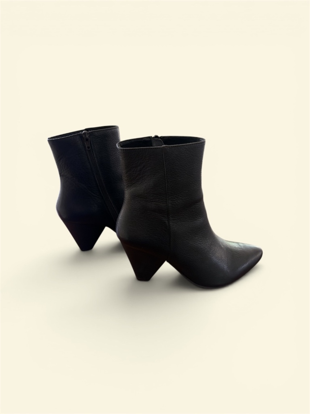 Marcella NYC Leo Black Leather Ankle Boots